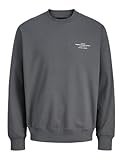 JACK & JONES Jprblachad Branding Sweat Crew Neck Ln, Volcanic Ash, M para Hombre