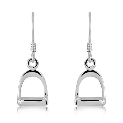WithLoveSilver 925 Sterling Silver Stirrup Horse Equestrian Dangle Hook Earrings3