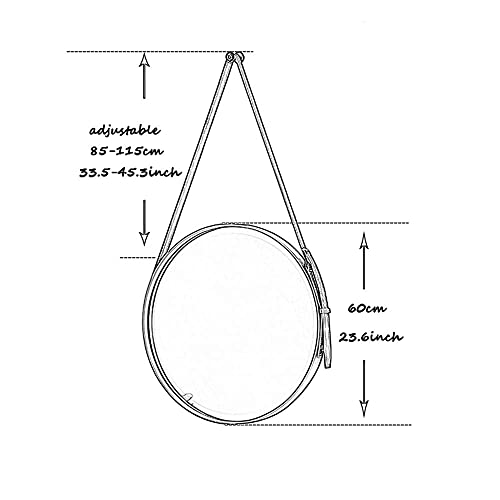 Omoons Round Mirror, Circle Wall Hanging Mirror, Vanity Mirror With Adjustable Leather Strap For Bathroom Bedroom Living Room Entryway #TOP4