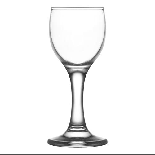 LAV 6X Clear 55ml Misket Sherry Glasses - Small Port Brandy Vodka Liqueur Dessert Wine Drinking Shot Glass Set with Stem