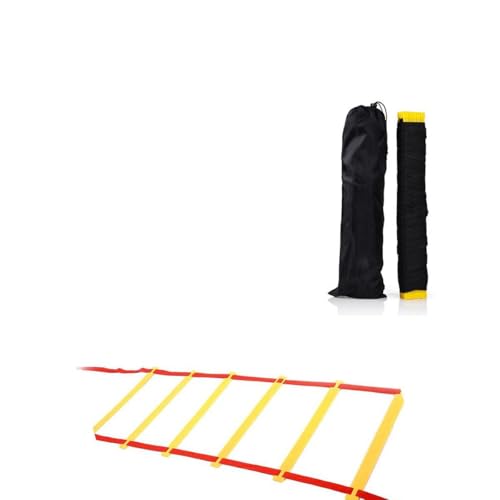 XEMZ Speed Agility Exercise Hurdles with Carry Bag, Sport Home Gym Training Ladder, Soccer Football Fitness Faster Footwork Drills Aid, Adjustable Quickness Folder Equipment (5M, 10-Rung, red)