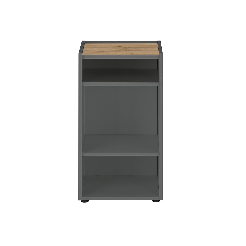 Büromöbel Set anthrazit mit Eiche 2-teilig modern, 1 Schreibtisch, 1 Regal