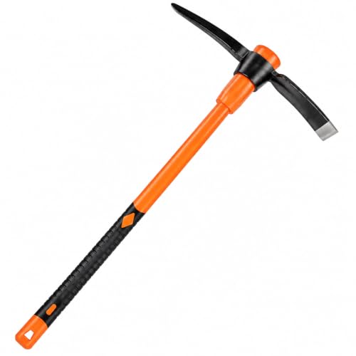 VNIMTI Pick Axe for Digging, Heavy Duty Pickaxe with Shock