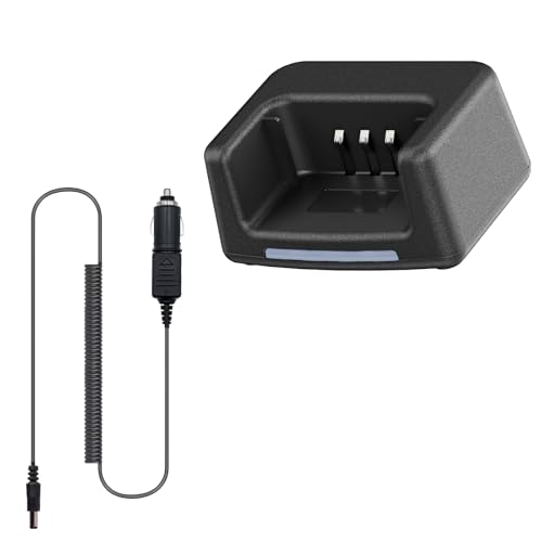 DR-1801 Charger Dock with 12V Car Charger Desktop with Indicator Light for DMRS Two Way Radio Output DC8.4V Walkie Talkie Battery Charging
