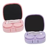 FONDOTIN 2 Sätze Kontaktlinsenbehälter Klein Tragbar Resin Lens Box mit Spiegel Kompakte...