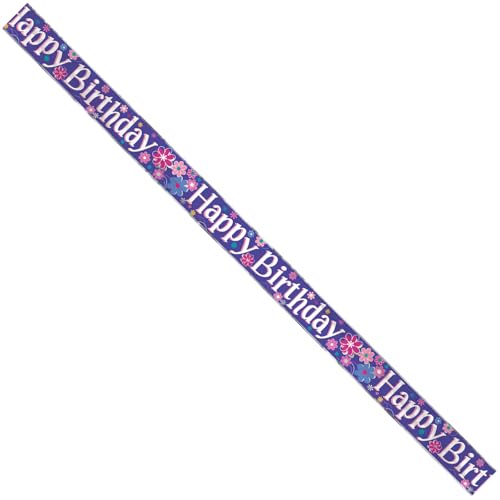 Multicolor Birthday Blossoms Foil Long Fold Banner (3.6 meters) 1 Piece - Vibrant Celebration Decor for All Ages
