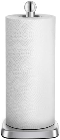 DAWNER SecureGrip Stainless Steel Paper Towel Holder Countertop, Paper Towel Stand, Dual-Weighted Suction Base for Kitchen & Bathroom