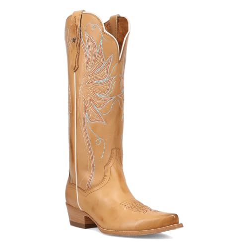 Dan Post Boots Womens Grace Leather Snip Toe Pull On Casual Boots Mid Calf Low Heel 1-2" - Brown - Size 8 M