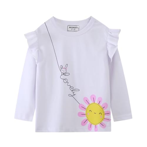 Image of Toddler Girl Long Sleeve T-Shirts Kids Cotton Fall Top 2-7 Years | 3 Pieces Soft Cotton Casual T-Shirt