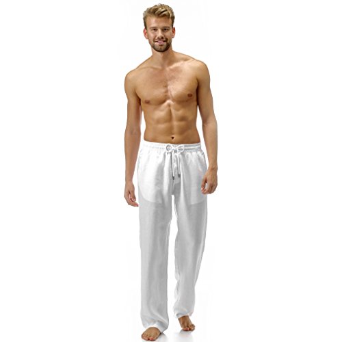 Men Linen Pants Solid, Xl, Navy2