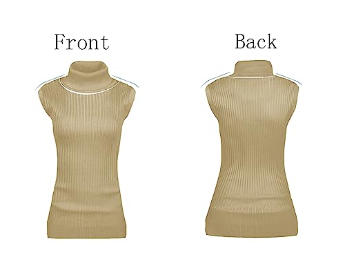 Image of v28 Women Sleeveless High Neck Turtleneck Stretchable Knit Sweater Top