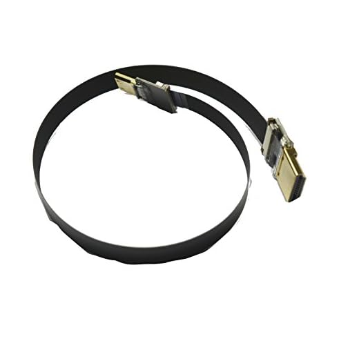 Lång platt lampa HDMI-kabel mini HDMI rak hane till standard HDMI full HDMI hane rak för Canon 5D3 5D2 Panasonic lumix GH3 GH2 Sony nex 5N 5T 5R 7N DJI svart (40 cm)