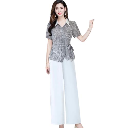 Conjunto de camisa manga corta mujer blusa ejecutiva dos piezas y pantalones largos de vestir