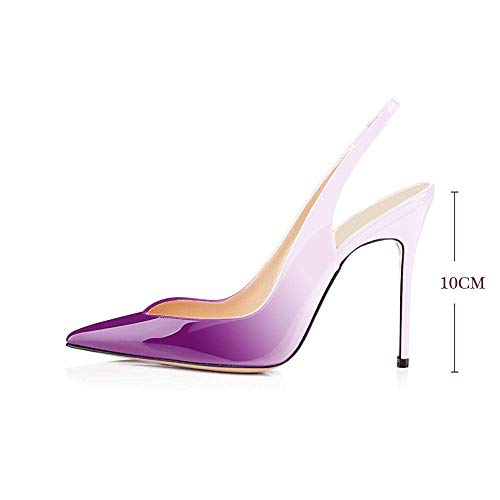 Fericzot Women's Slingback Pumps Pointed-Toe Ankle Strap Summer Dress Shoes Sling Back Pump Stiletto Heels Plus Size4