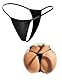 ohmydear Mini G String Tanga für Frauen Kunstleder Micro Bikini Tanga Schwarz Große Größen Niedrige Taille Unterwäsche Damen Nahtlos Thongs Sexy T-Back Unterhosen für Beach Nachtclubs Party L