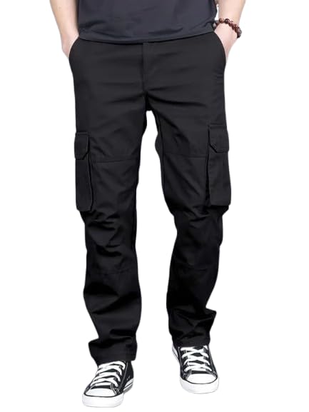 Image of Men's Casual Cargo Pants | Regular Fit Multi-Pocket Trousers-