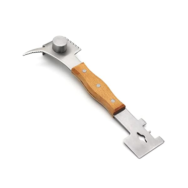 Bee Hive Tool Zilver Multifunctioneel voor imkers, Inclusief J Frame Lifter Bee Hive Frame Grip Houder Lift, Houten Bijenteelt Borstel