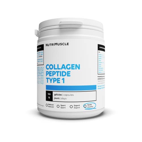 Collagène 100% Pur - Collagène Peptide Peptan Type 1 | Santé Tendons & peau & articulations • Bien-être & Sport | Nutrimuscle | 120 Gélules