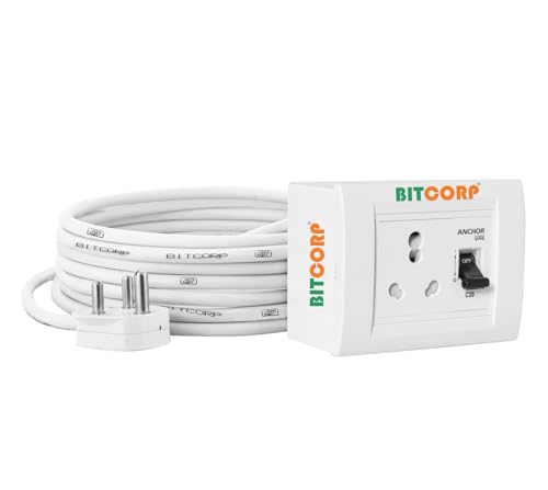 Image of BITCORP 16A Heavy Duty Power Extension Board with Multi Socket, 5000W, 20 Meter 4.0mm Electric Cord for AC, Refrigerator, EV Charger, Washing Machine, Geyser