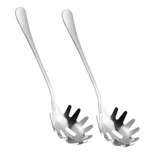 GRIRIW Sturdy Stainless Steel Noodle Spoon Spaghetti Server Pasta Fork Versatile Pasta Utensil Easy Cleaning