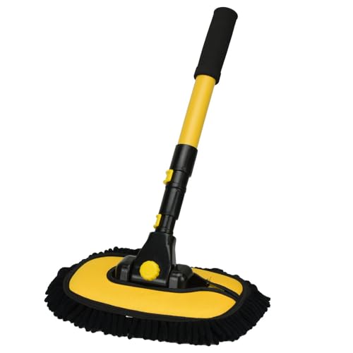 kenbery 湾曲モップ 洗車用品 カーブ形状 奥まで手が届く 長さ調節 マイクロファイバー 取り外し可能 屋根