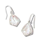 Kendra Scott Cory Drop Earrings for Women, Fashion Jewelry, Silver-Plated, Clear Dichroic Glass