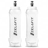 ZelaFit® 2x Faltbare Trinkflasche 500 ml, Soft Flask Trinkbeutel für Laufen & Trailrunning, Leichte Laufflasche mit Beißventil, BPA-frei und Auslaufsicher, Faltflasche