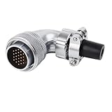 Conector Impermeable for Soldadura Industrial WS28 TS, M28, ángulo Recto de 90 Grados, Carcasa de Metal, Macho Curvo, 2-26 Pines(24pin Male Plug)
