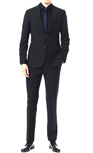 keskin collection Herren Anzug Schwarz Slim Fit Anzug Herren Stretch 2020 (48) Cover