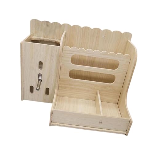 Besga ウサギ干し草給餌器ウサギ食品ディスペンサー2コンパートメント小動物草ホルダー木製食品マネージャーのための小さなペットのハリネズミ, ケトルなし