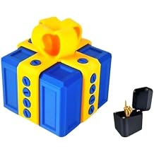The Prank Box Annoying Gift Box with Finger Surprise, 3D Printed Screw Puzzle Present for Adults, Funny Gag Gift for Birthday, Christmas, Halloween & Office Parties Blue Yellow