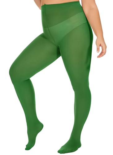 Image of DUCMODA Plus Size Tights for Women, Ultra Soft Solid Color Semi-Opaque Pantyhose, Nylon High Waist Stockings 1X 2X 3X 4X