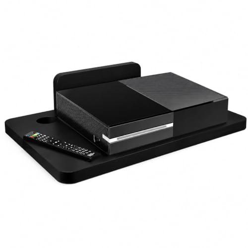 Image of Floating Projector Wall Mount DVD Shelf Wooden Floating Entertainment Center Supports 24lbs,Perfect for Projector,DVD Player,Game, Cable Box (Single Shelf Black)