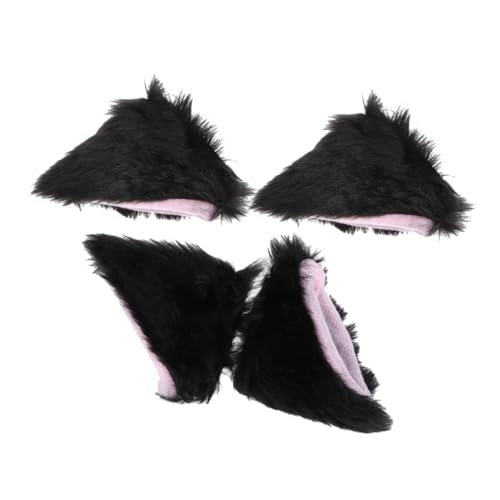Outanaya 2 Pairs Plush Cat Ears Accessories Cute Horns Embellishment for and Easy No Damage Attachment Versatile Soft Plush Material Fits All
