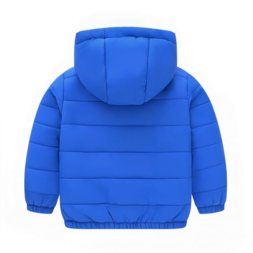 EnJoCho Boys Girls Middle Kids Hooded With Pockets Solid Color Short Cotton Jacket Ski Jacket Girls (Blue, 1-2 Years)2