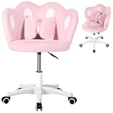 Napacoh Kinder-Schreibtischstuhl, um 360 Grad drehbar, höhenverstellbarer Kinder-Computerstuhl mit Schleifenkissen Rosa
