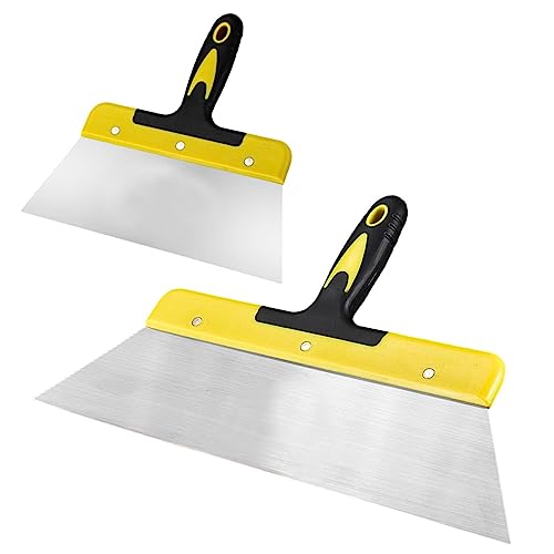 Flächenspachtel-Set Profi Edelstahl Breitspachtel: 40cm und 25cm Wandwerkzeuge Trockenbau Finishing Glättungsspatel Spachtel Flexible Skimming Blades zum Verputzen von Wänden, mit Ergonomischen Griff