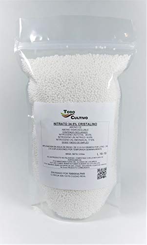 Nitrato al 34,5% cristalino hidrosoluble. 5 Kilos. Abono válido para Todo Tipo...