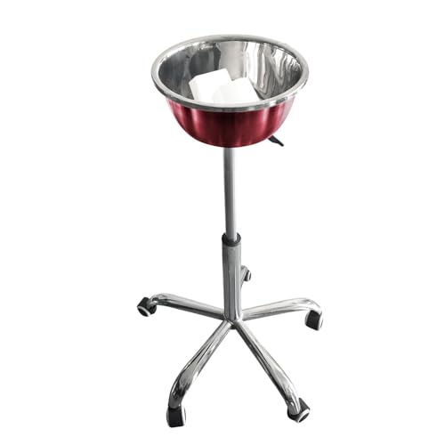 Avoirdus Portable Gym Chalk Stand with Stainless Steel Bowl Freestanding Gym Chalk Holder Bucket with Heavy Duty Rolling Wheels for Gymnastics Weight Lifting Climbing Accessories,Red