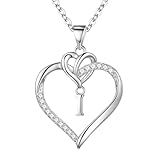 KIJSKKOPO Collar Corazón De Plata Ley 925, 26 Az Nombre Iniciales Letras Collar Colgante con Zirconia Joyería Personalizada para Cumpleaños Regalo San Valentín Día La Madre De Plata I