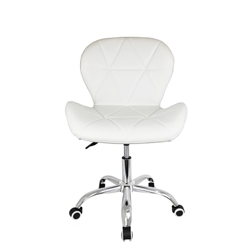 Cadeira Escritório Eiffel Slim Home Office Evolux Base Giratória com Rodinhas em Couro Sintético na Cor Branca