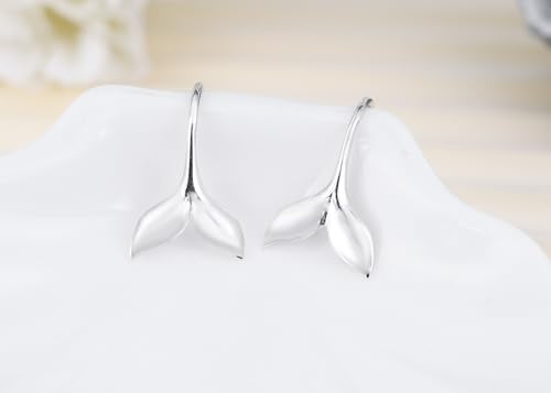 AeraVida Dainty Magical Sea Lover .925 Sterling Silver Whale Tail Animals Dangle Earrings | Adorable Sterling Silver Dangle Earrings | Earrings for Women | Whale Tail Dangle Earrings4