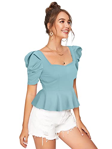 Image of ILLI LONDON Women's Puff Sleeve Peplum TOP