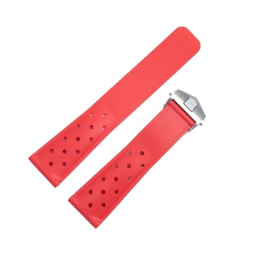 [�^�u���b�g] �V���R�����E�H�b�`�o���h�B�^�O�E�z�C���[ F1 CAZ201 WAZ2113 CAZ1010 �E�H�b�`�X�g���b�v �\�t�g���o�[�u���X���b�g�ƃt�H�[���f�B���O�o�b�N�� 22mm �Ή�(Red silver clasp)