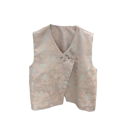 Châle sans manches pour femme style national avec boutons grenouille