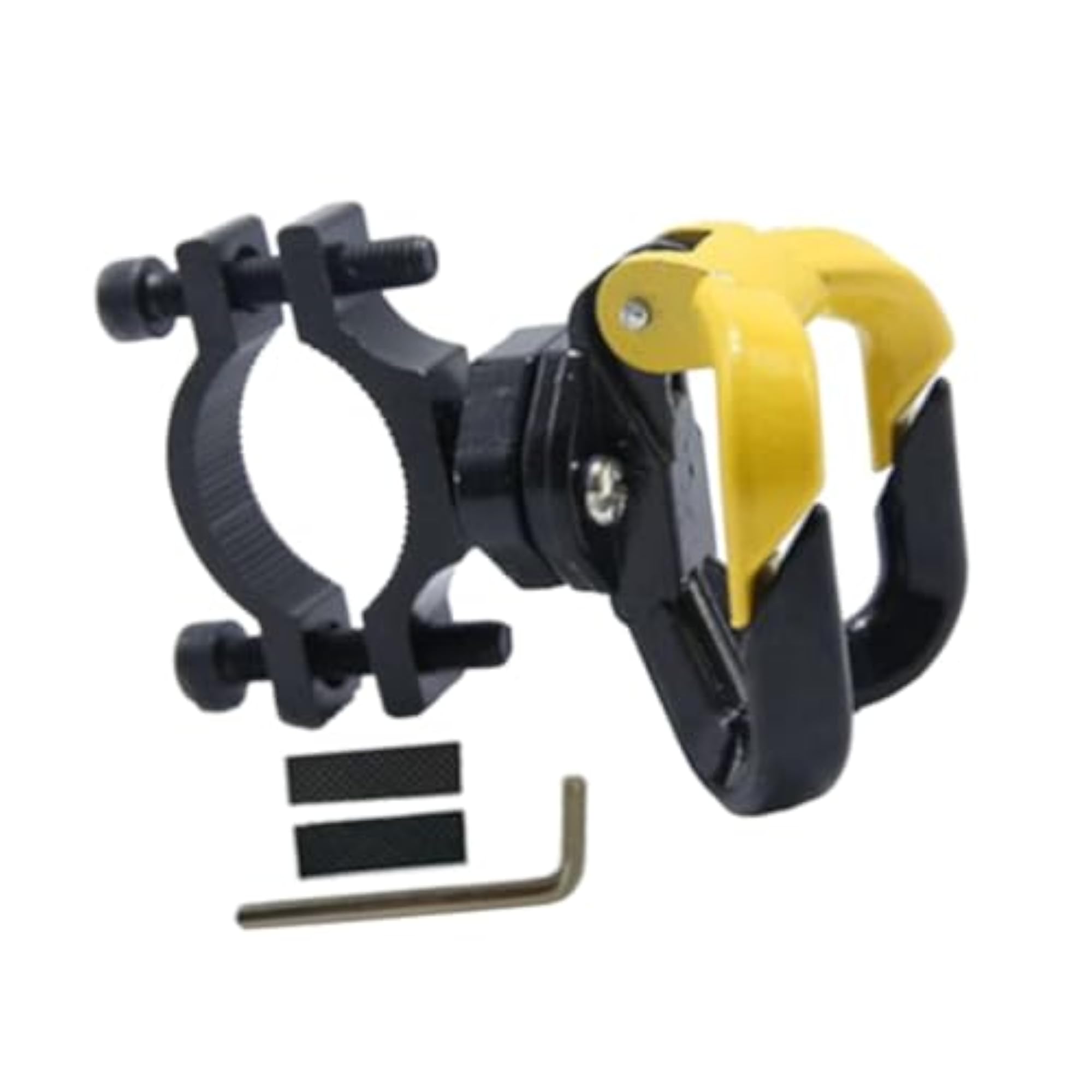 Universal Motorcycle Hanger Hook Adjustable Pipe Clamp, Black Yellow