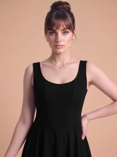 Image of Aahwan Solid Fit and Flared Round Neck Midi Dress for Women's & Girl's