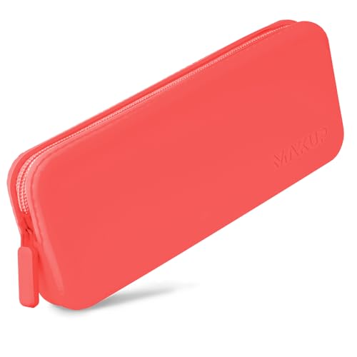 Bolsa de maquiagem de viagem, estojo de maquiagem com zíper para organizar cosméticos, pincéis de maquiagem, ferramentas e lápis, lavável, suporte de bolsa de silicone macio, Açúcar de melancia, Viagens