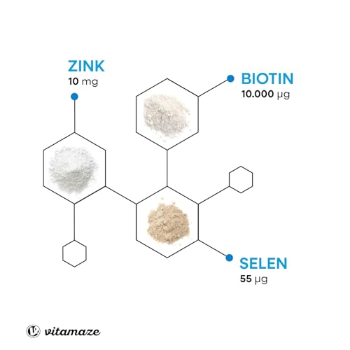 Biotin hochdosiert 10.000 mcg + Selen + Zink für Haarwuchs, Haut & Nägel, 365 vegane Tabletten für 1 Jahr, Nahrungsergänzung ohne Zusatzstoffe, Made in Germany