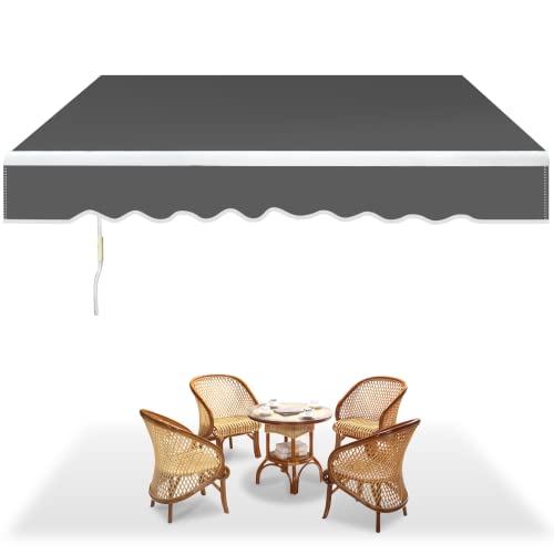 SWANEW Store Banne Manuel 300 x 250 cm Gris, Auvent à Bras articulé pour Balcon, Protection Solaire, Anti-UV et imperméable, Aluminium/Polyester